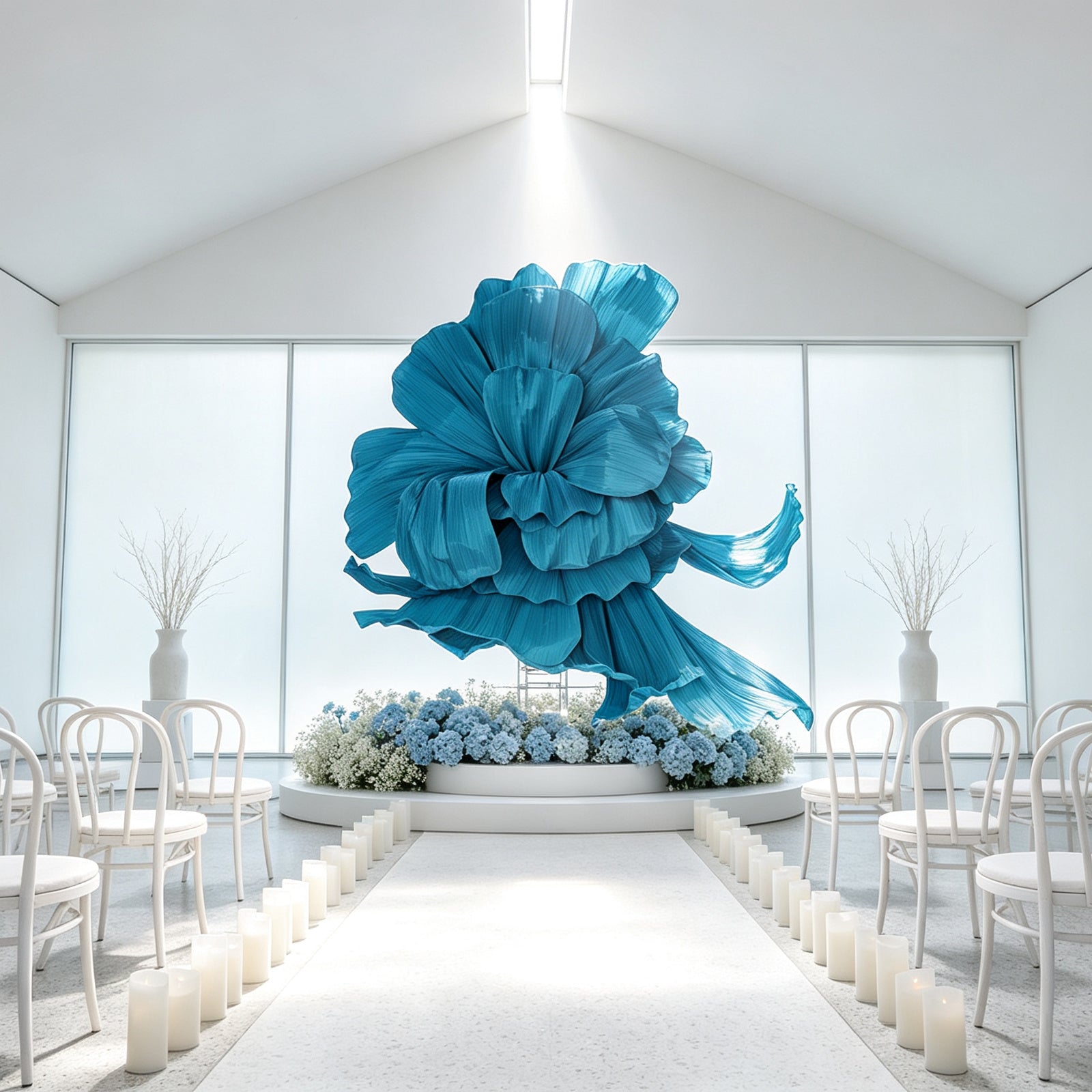 Flowerva Giant Blue Flying Sky Flower Shape Event Decor
