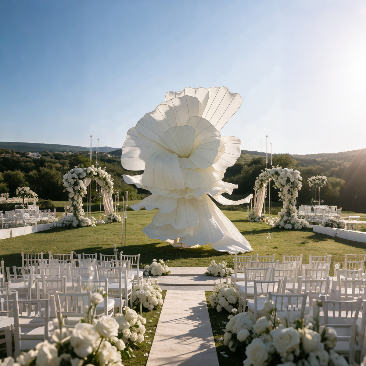 Flowerva Giant Ivory Flowing Flying Sky Event Decor