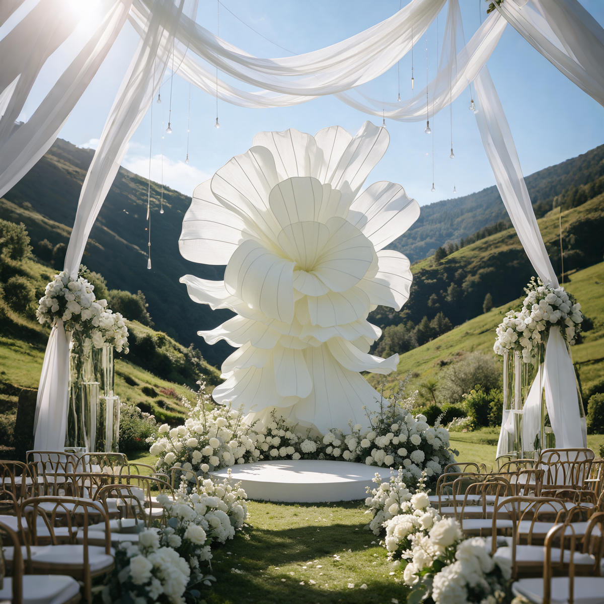 Flowerva Giant Ivory Flowing Flying Sky Event Decor