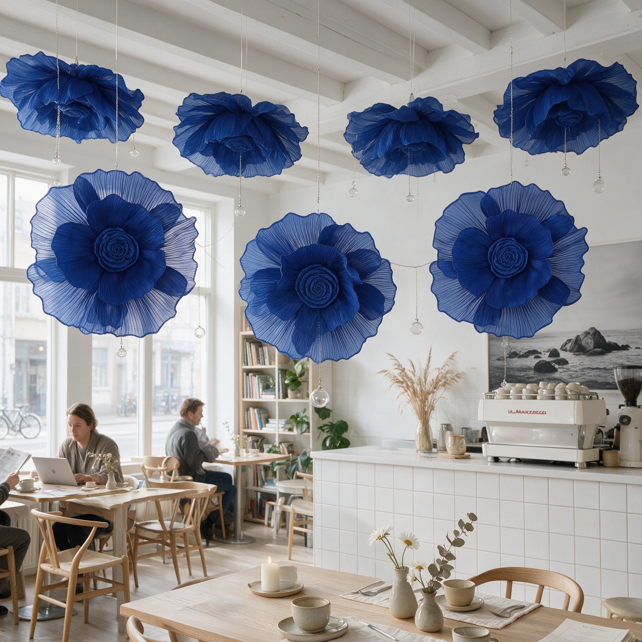 Flowerva Giant Tulle Flower Centerpiece Wedding Decor Blue Enchantress