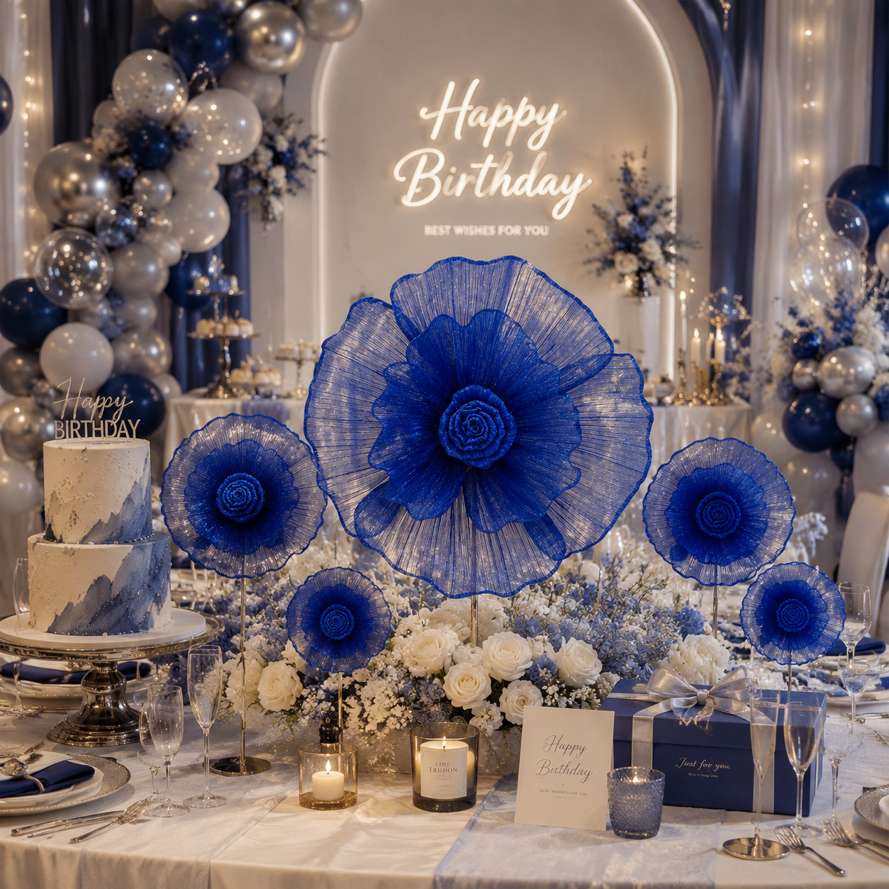 Flowerva Fabric Giant Flower Centerpiece Luxury Wedding & Event Decor