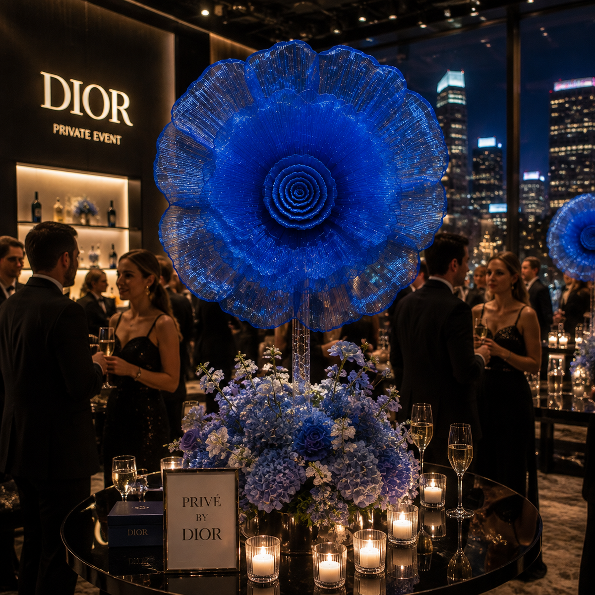 Flowerva Giant Tulle Flower Centerpiece Wedding Decor Blue Enchantress