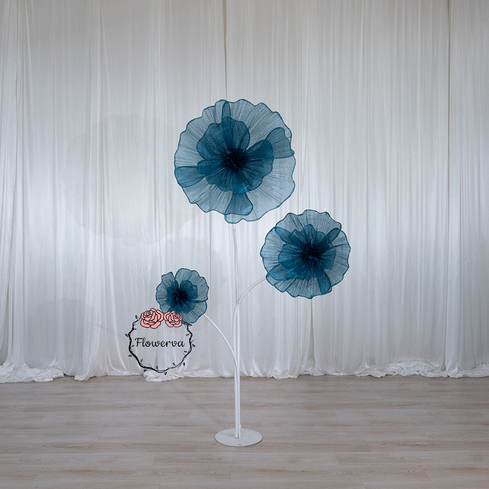 Flowerva Giant Tulle Flower Centerpiece Wedding Decor Deep Lake Blue