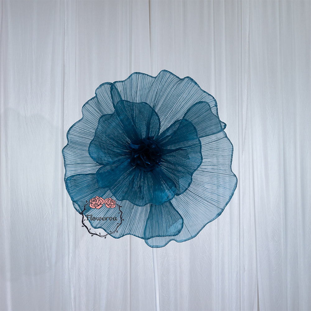 Flowerva Giant Tulle Flower Centerpiece Wedding Decor Deep Lake Blue