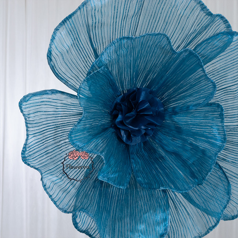 Flowerva Giant Tulle Flower Centerpiece Wedding Decor Deep Lake Blue