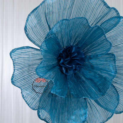 Flowerva Giant Tulle Flower Centerpiece Wedding Decor Deep Lake Blue