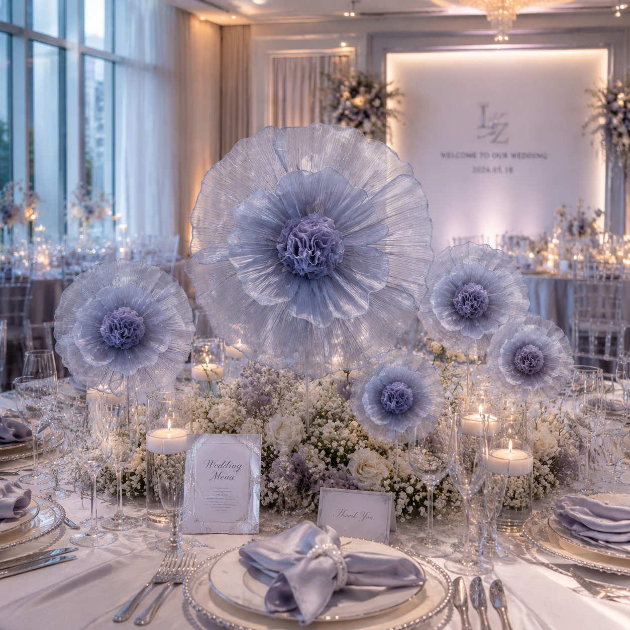 Flowerva Fabric Giant Flower Centerpiece Luxury Wedding & Event Decor