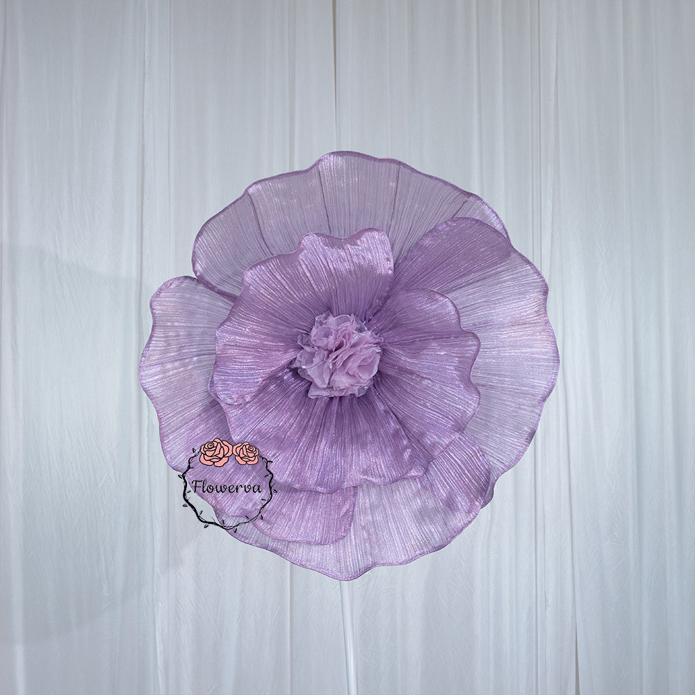 Flowerva Giant Tulle Flower Centerpiece Wedding Decor Pearl Purple