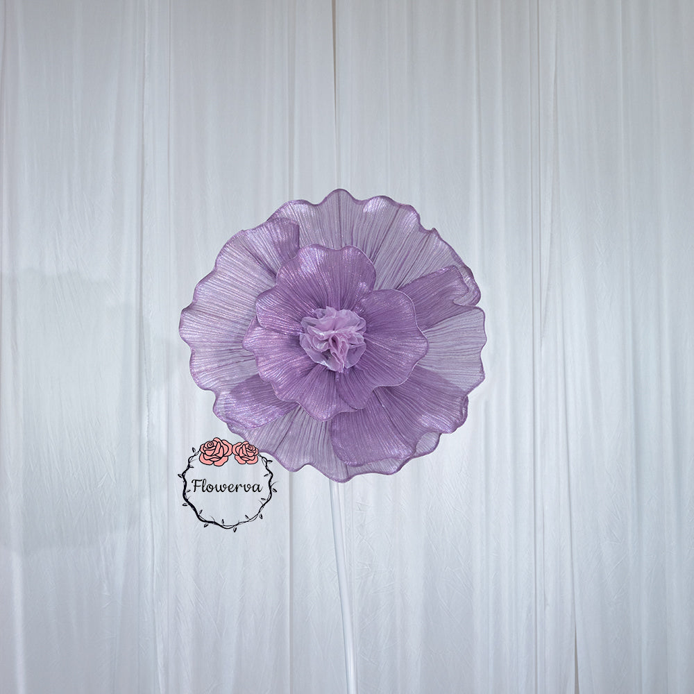 Flowerva Giant Tulle Flower Centerpiece Wedding Decor Pearl Purple