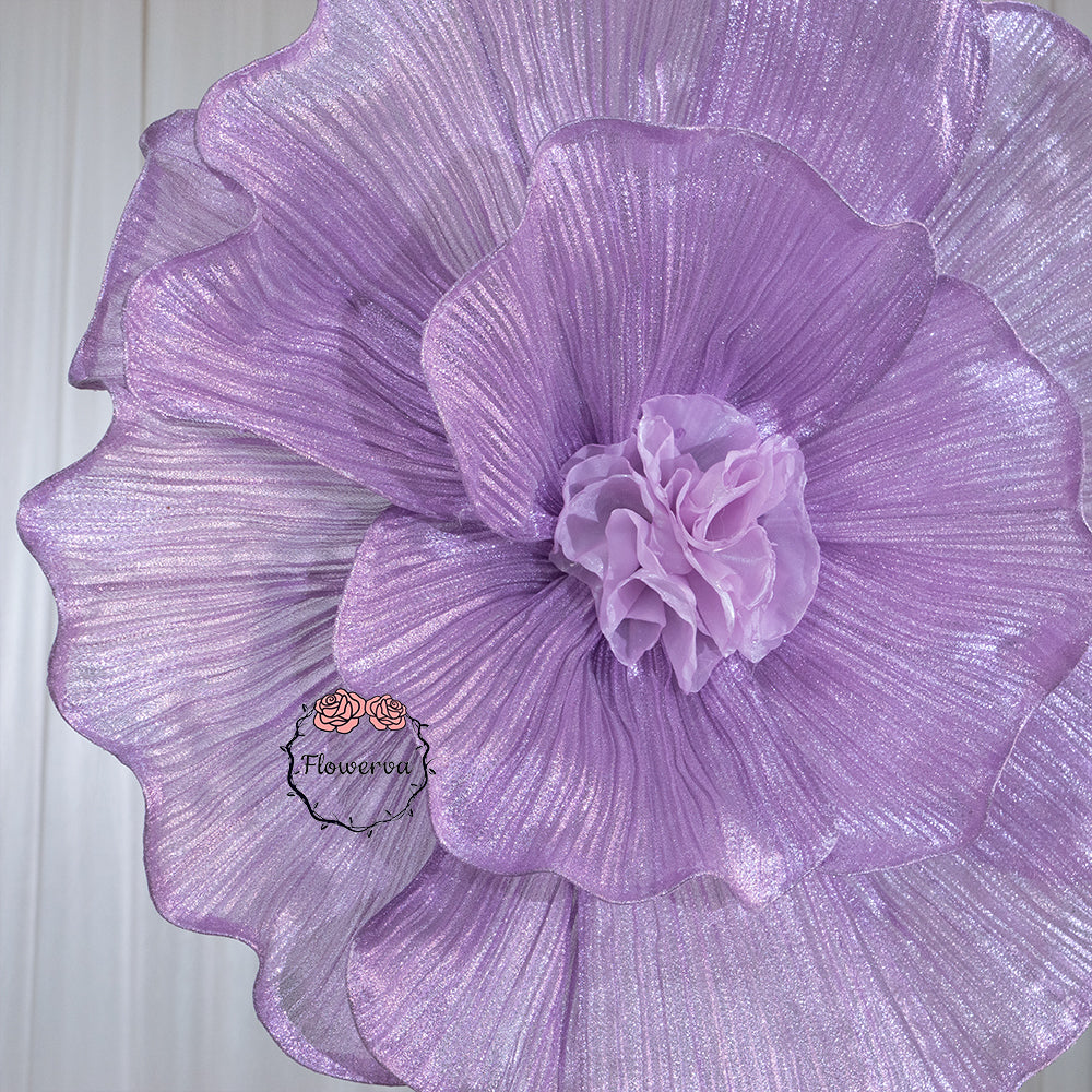 Flowerva Giant Tulle Flower Centerpiece Wedding Decor Pearl Purple