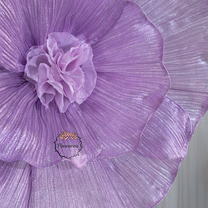 Flowerva Giant Tulle Flower Centerpiece Wedding Decor Pearl Purple
