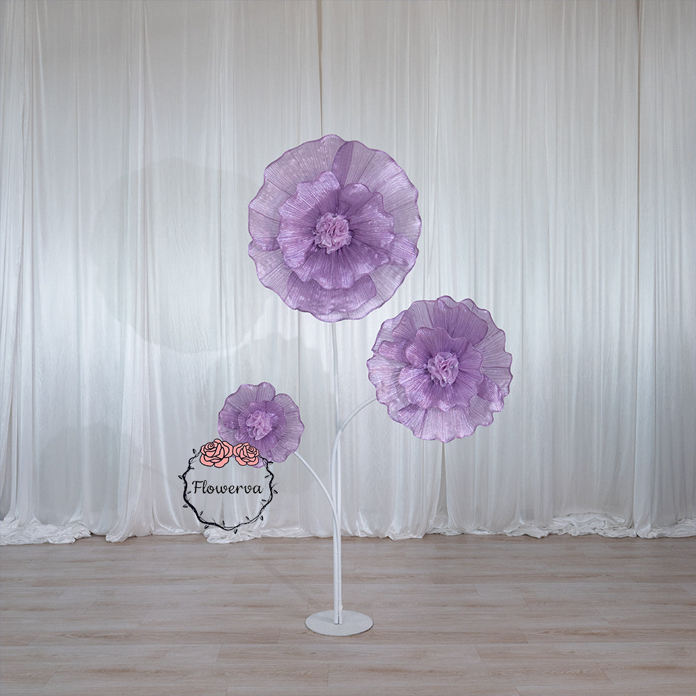 Flowerva Giant Tulle Flower Centerpiece Wedding Decor Pearl Purple