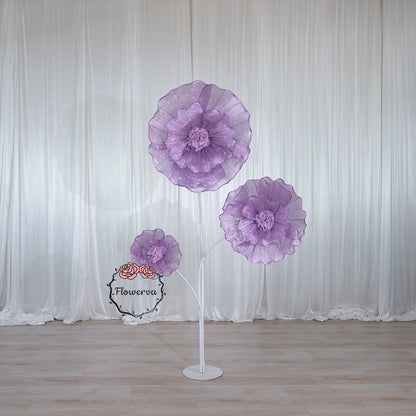 Flowerva Giant Tulle Flower Centerpiece Wedding Decor Pearl Purple