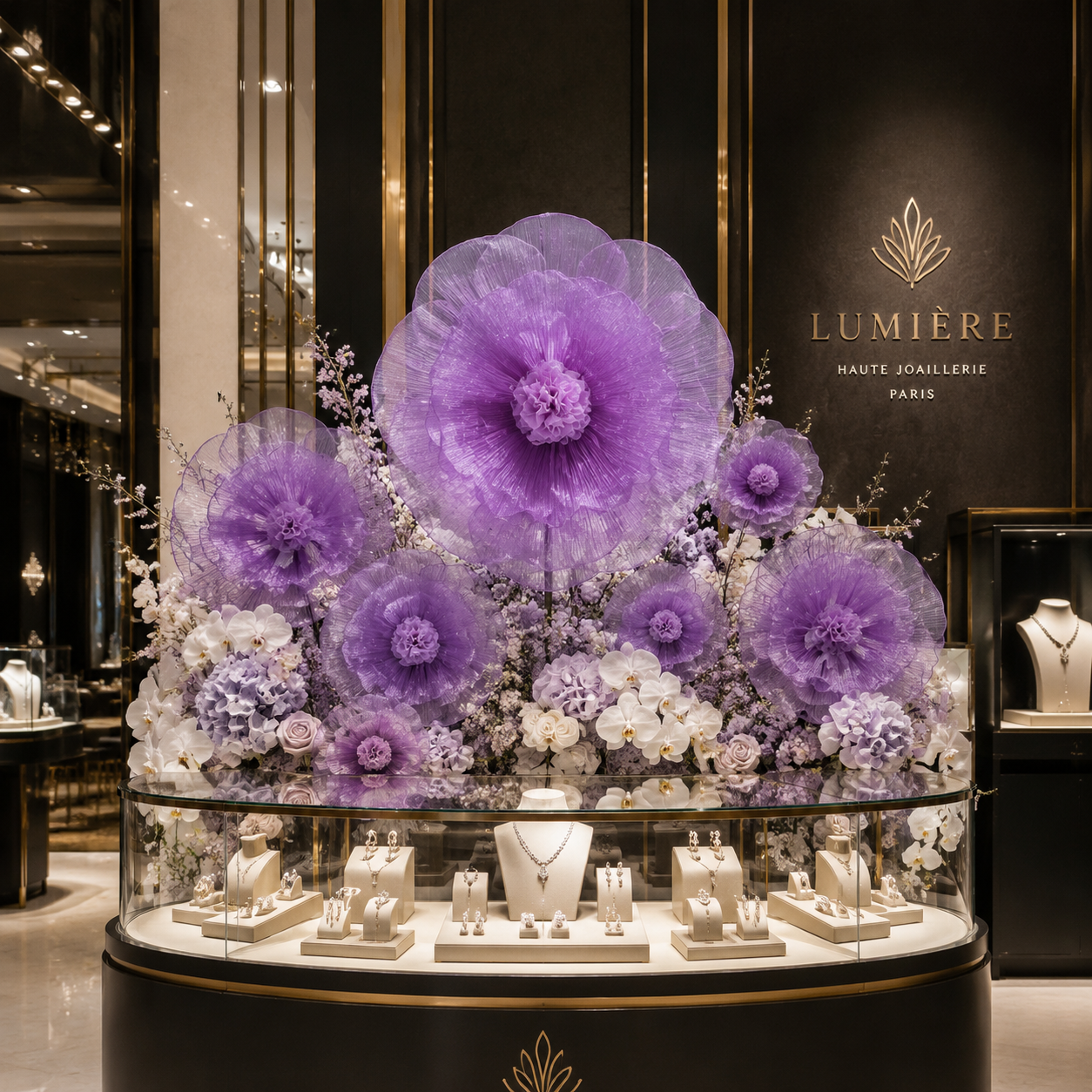 Flowerva Giant Tulle Flower Centerpiece Wedding Decor Pearl Purple