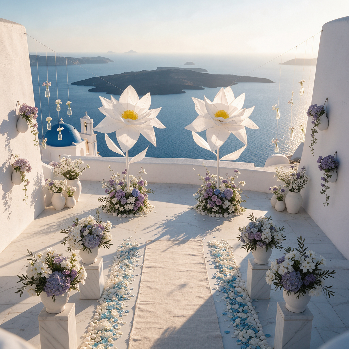 Flowerva Giant White Standing Lotus Floor Floral Decor