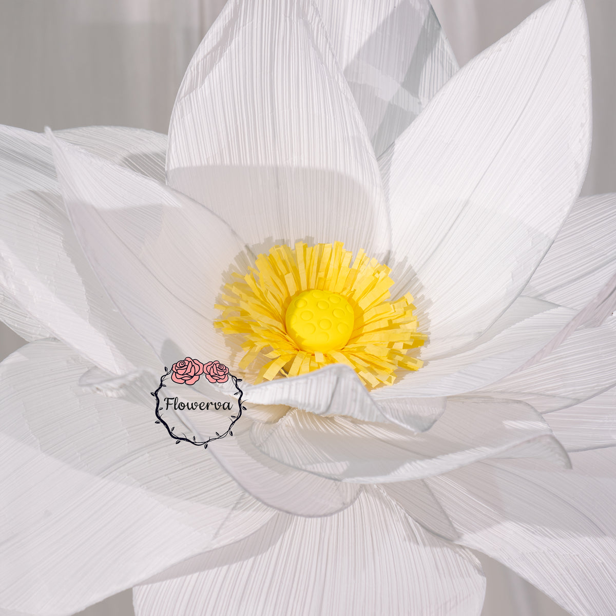 Flowerva Giant White Standing Lotus Floor Floral Decor