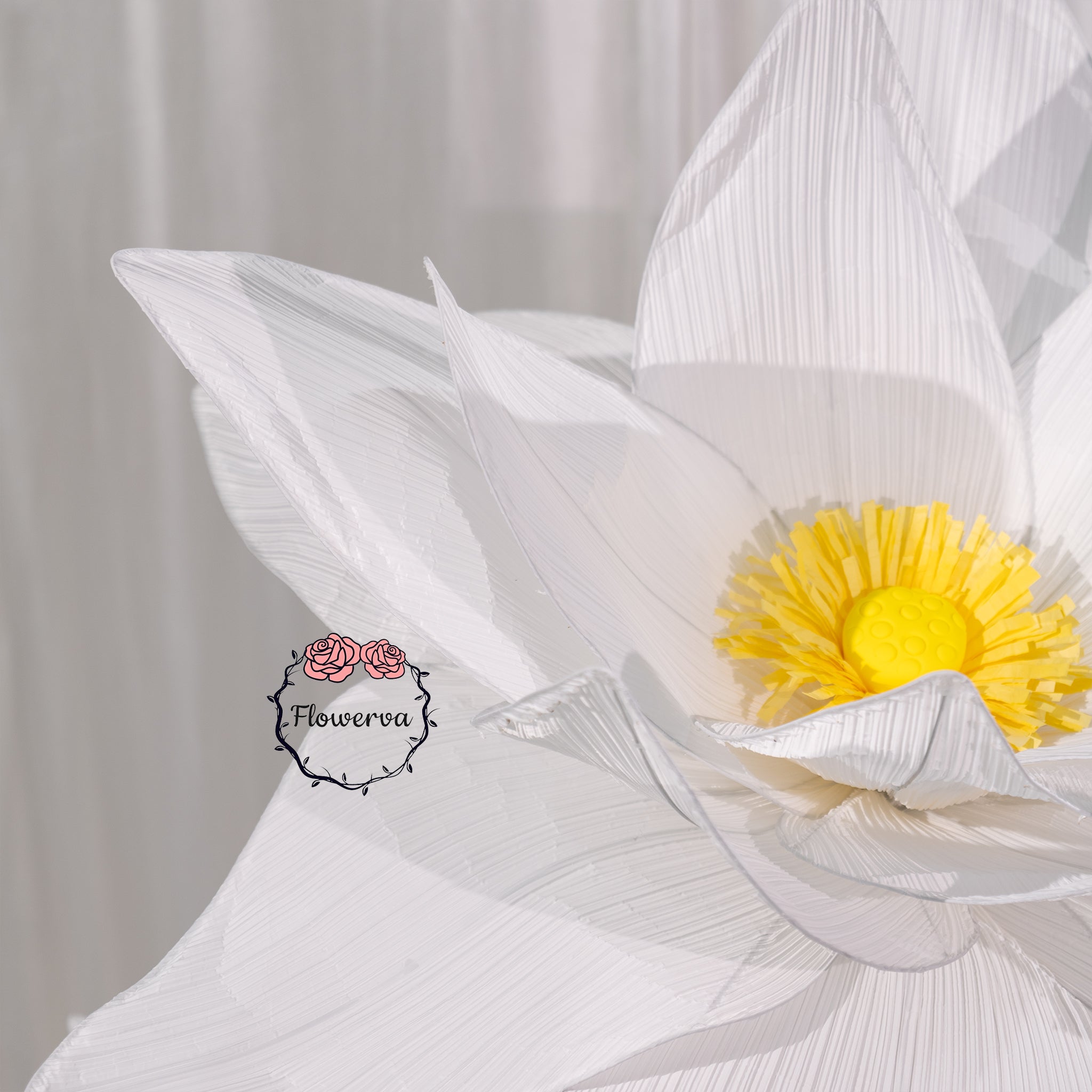 Flowerva Giant White Standing Lotus Floor Floral Decor