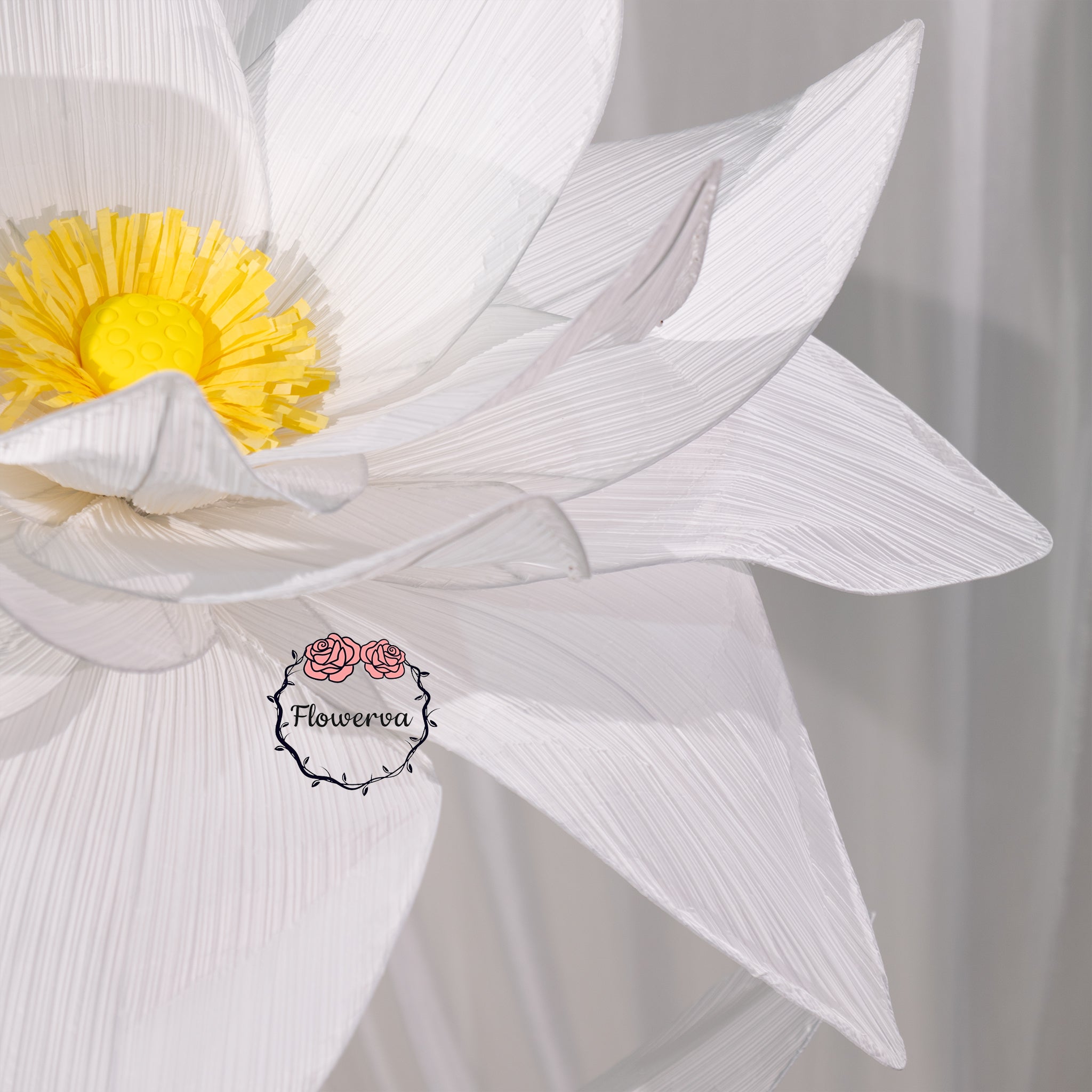 Flowerva Giant White Standing Lotus Floor Floral Decor