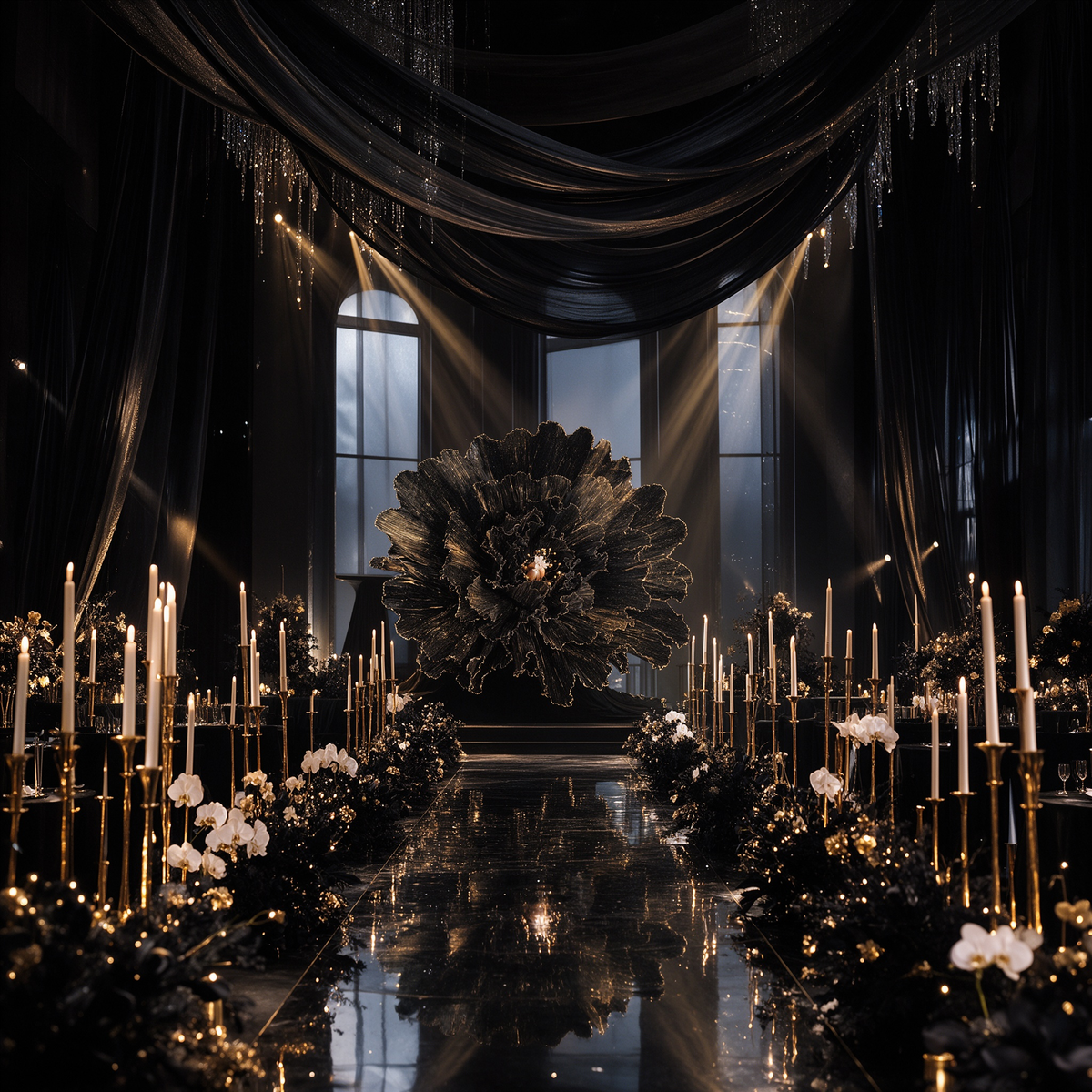 Flowerva Gilded Shadow Fabric Flower | Luxury Wedding Statement Floral & Event Decor