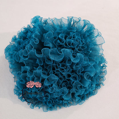 Flowerva Gradient Ruffled Sheer Fabric Decor Deep Lake Blue