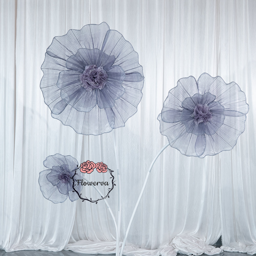 Flowerva Grayish Purple Giant Tulle Flower Centerpiece Wedding Decor