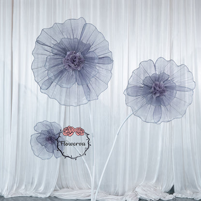 Flowerva Grayish Purple Giant Tulle Flower Centerpiece Wedding Decor