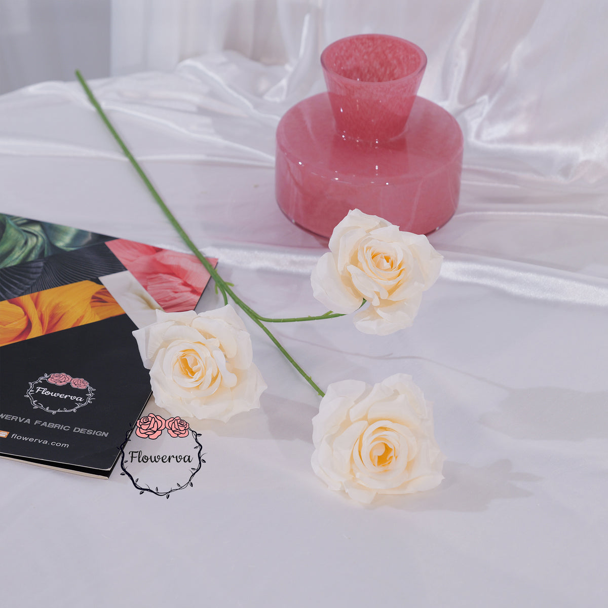 Flowerva Luxury Artificial Fabric Roses Wedding & Event Decor