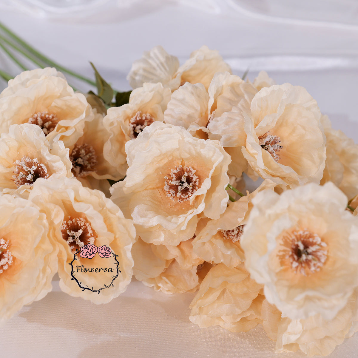Flowerva Luxury Artificial Fabric Poppy  Wedding & Event Decor