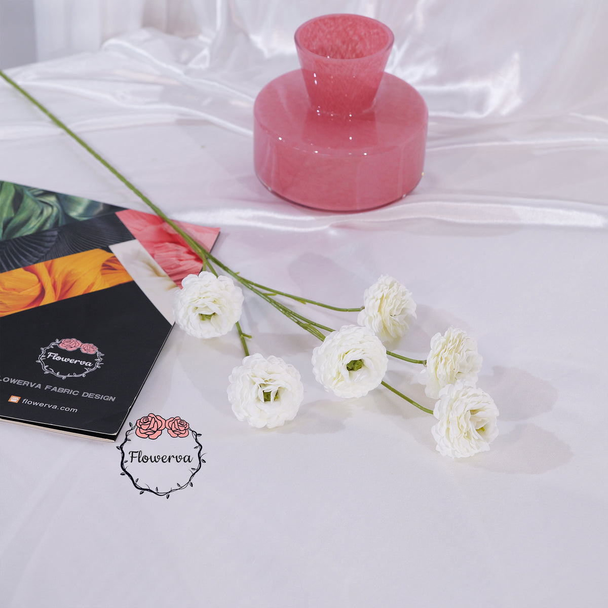 Flowerva Luxury Artificial Fabric Ranunculus Wedding & Event Decor