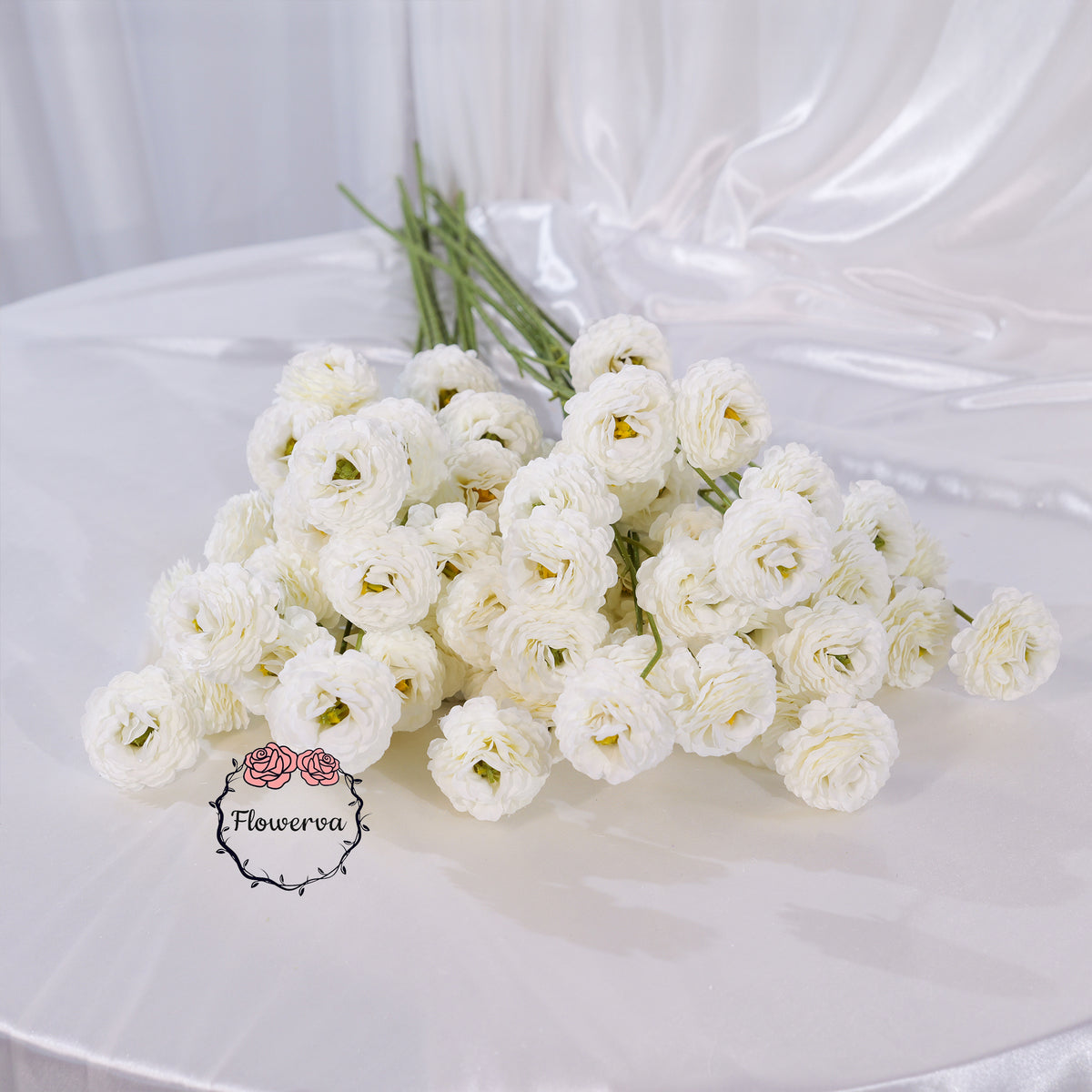 Flowerva Luxury Artificial Fabric Ranunculus Wedding & Event Decor