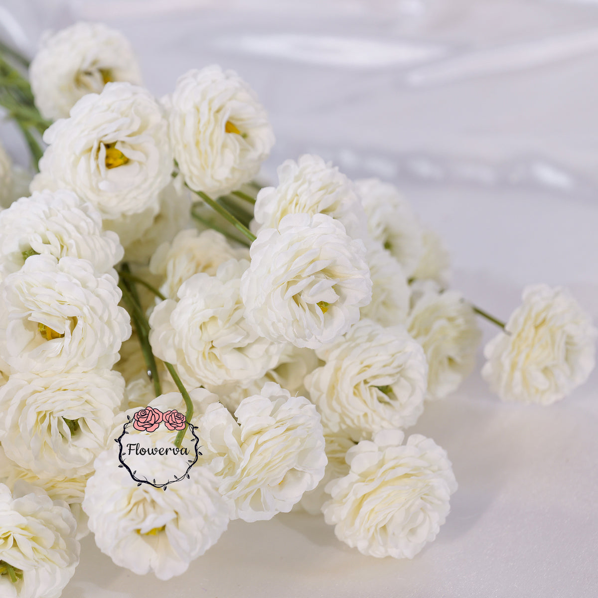 Flowerva Luxury Artificial Fabric Ranunculus Wedding & Event Decor
