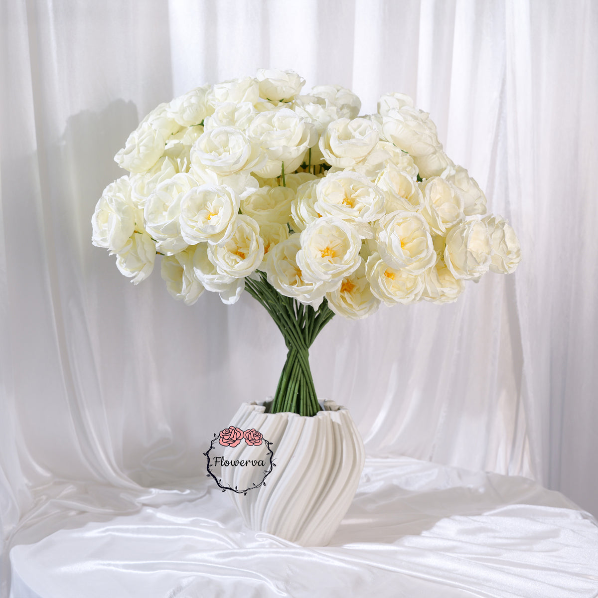 Flowerva Luxury Artificial Fabric Roses Wedding & Event Decor