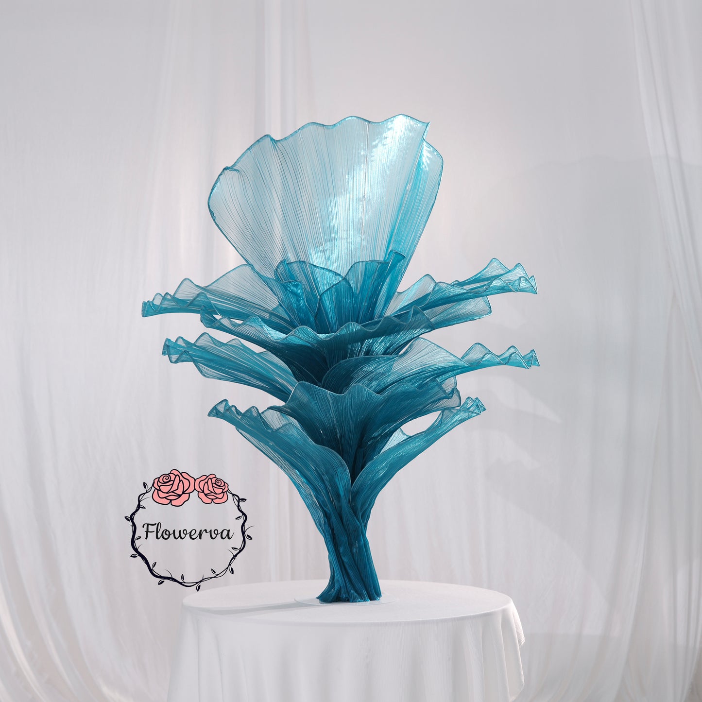 Flowerva "Ocean Love" Floral Installation Deep Lake Blue 120cm