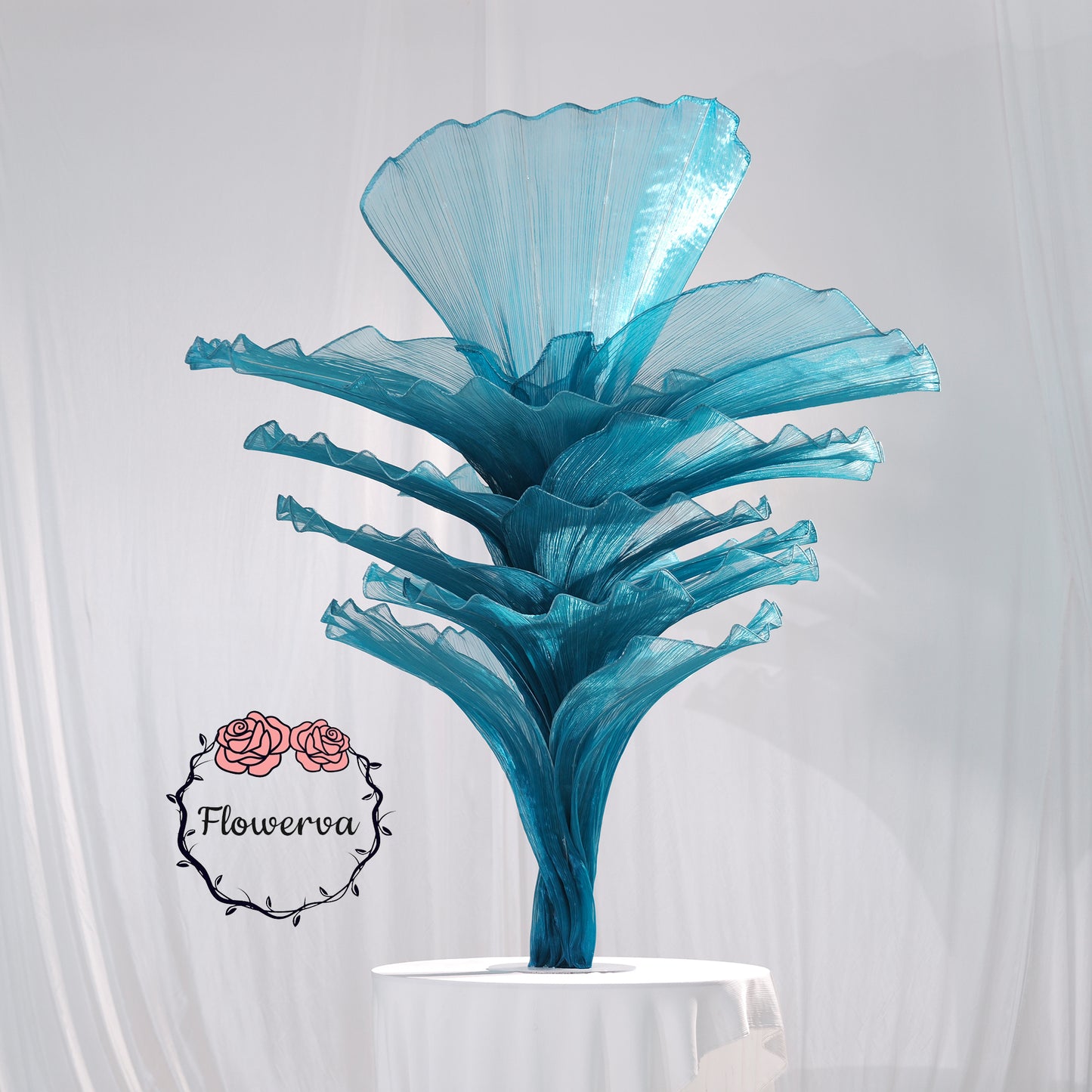 Flowerva "Ocean Love" Floral Installation Deep Lake Blue 180cm