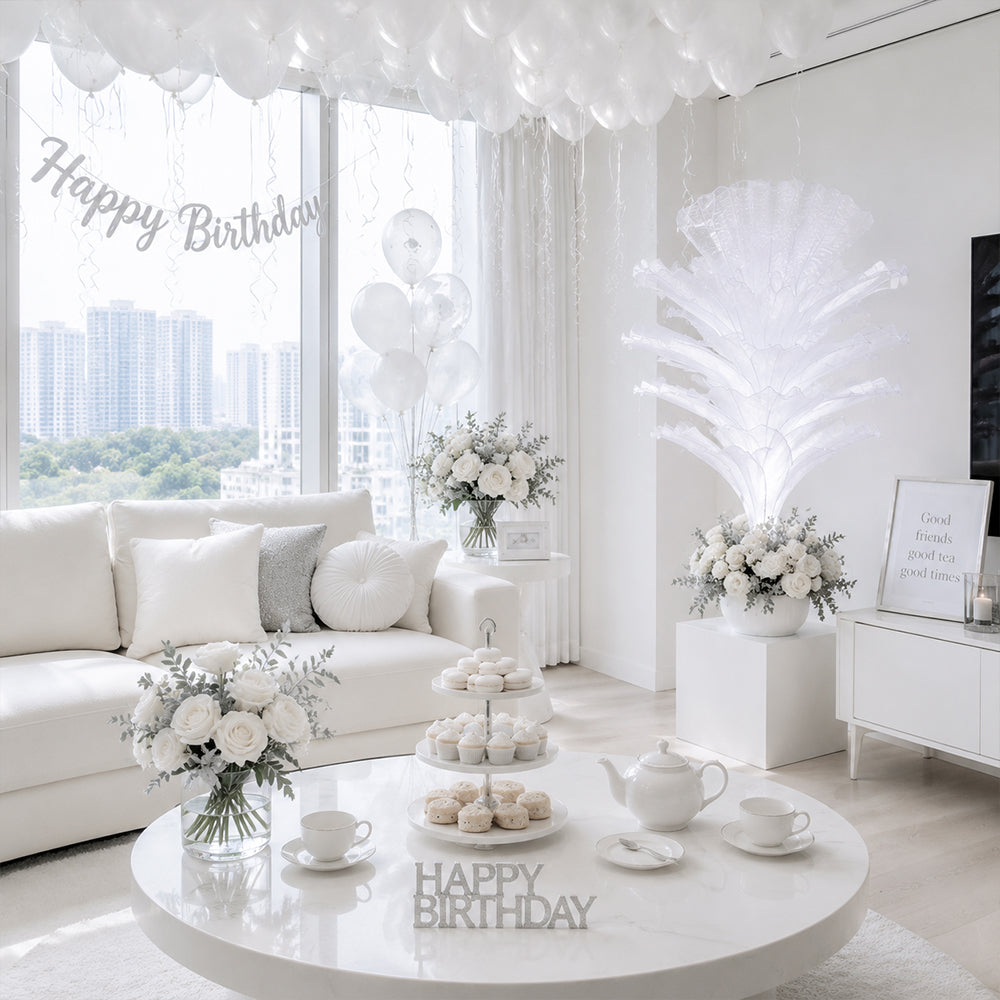 Flowerva Pure White Artistic Wedding Table Decorations