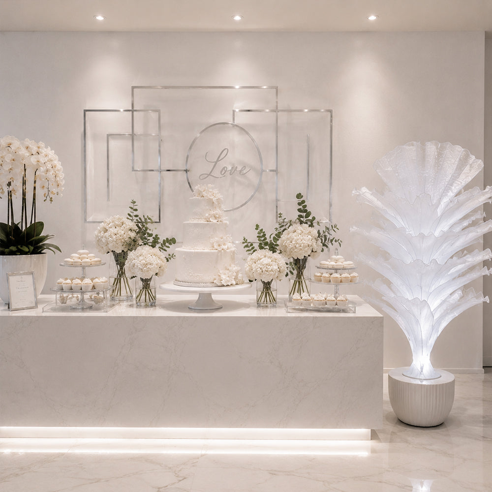 Flowerva Pure White Artistic Wedding Table Decorations