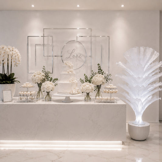 Flowerva Pure White Artistic Wedding Table Decorations