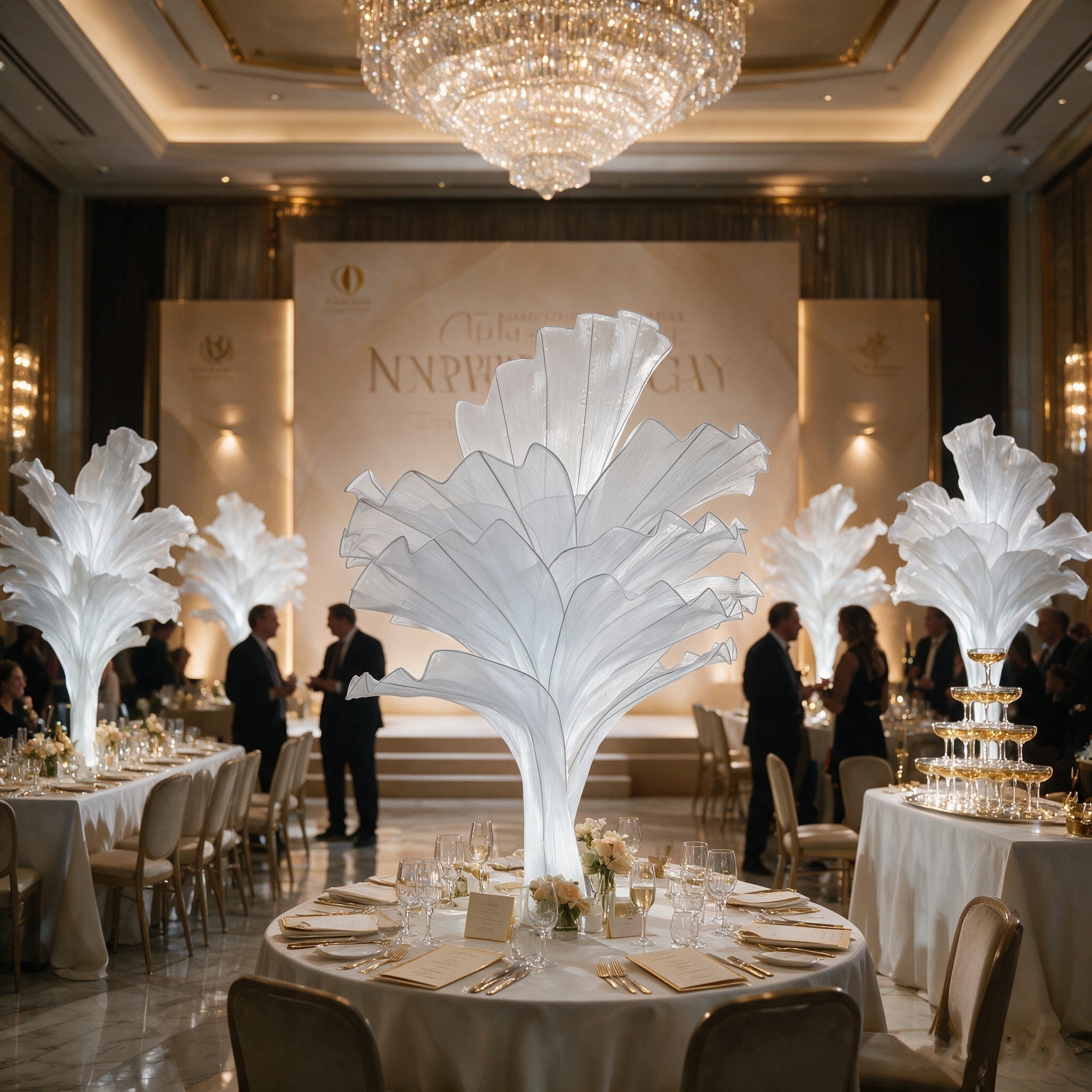 Flowerva Pure White Artistic Wedding Table Decorations