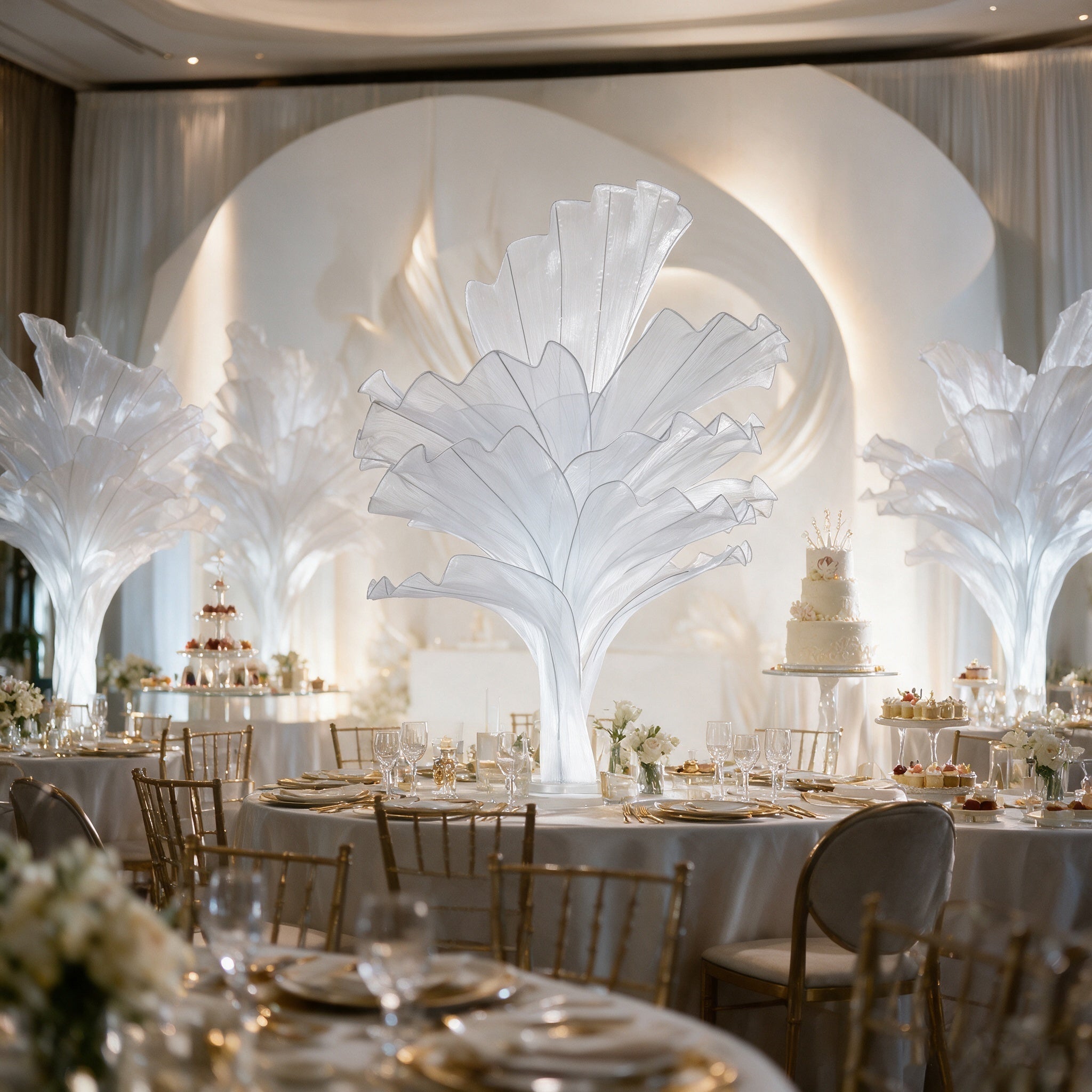 Flowerva Pure White Artistic Wedding Table Decorations