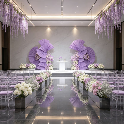 Flowerva Retro Purple Fan Shaped Wedding Decoration
