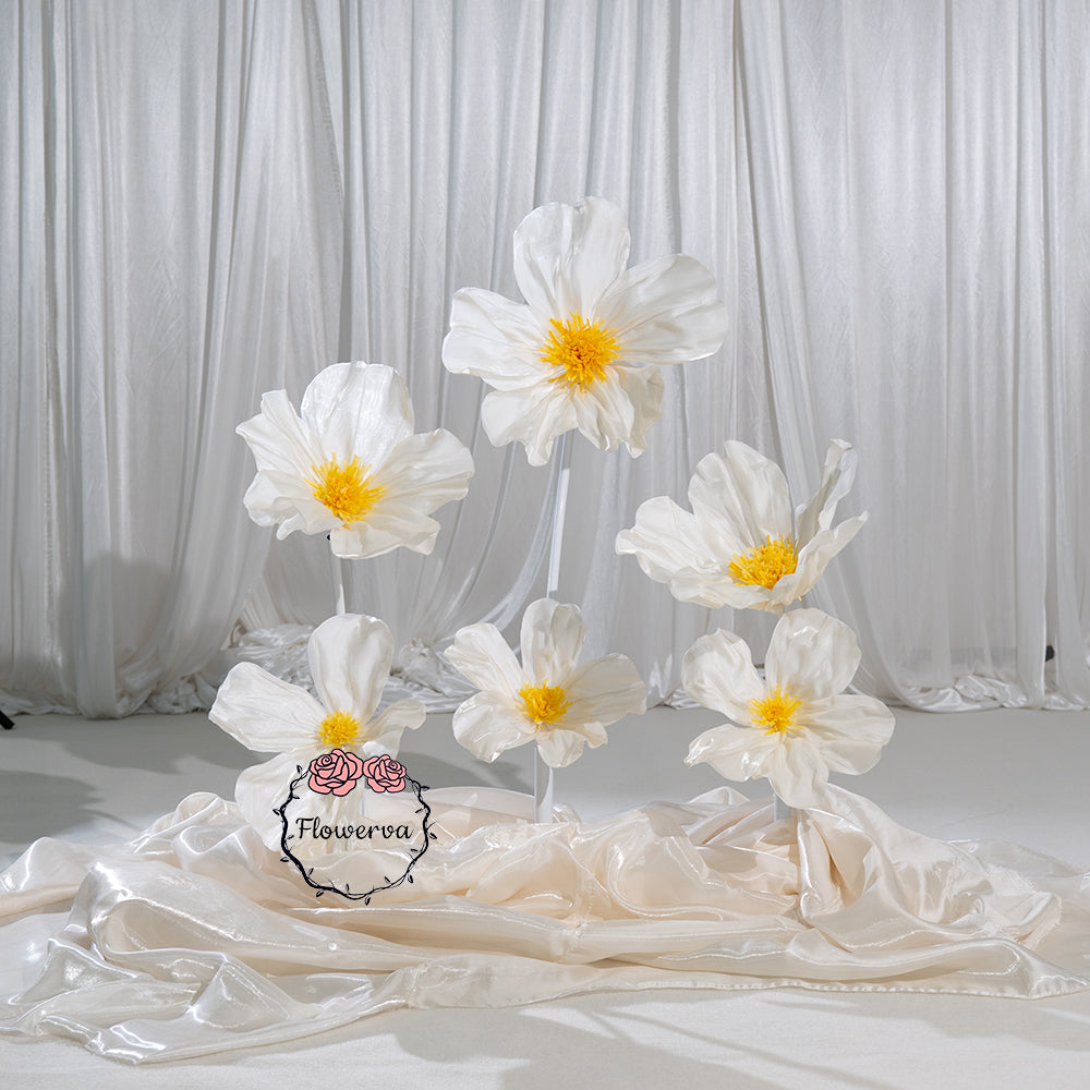 Flowerva Sheer Fabric White Daisy Decor