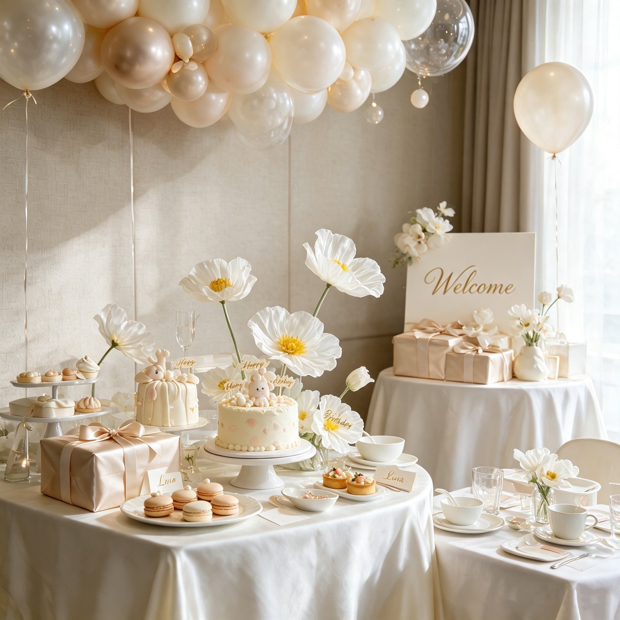 Flowerva Sheer Fabric White Daisy Decor