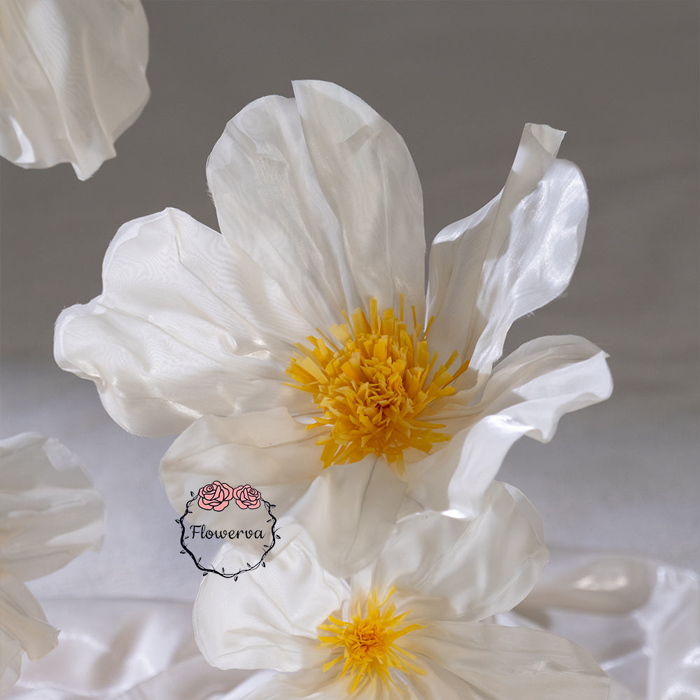 Flowerva Sheer Fabric White Daisy Decor