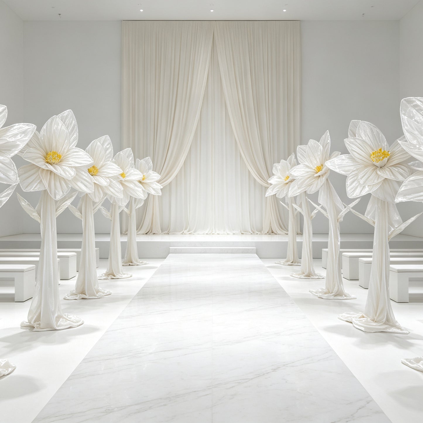 Flowerva Silk Bloom Standing White Luminous Floral Decor
