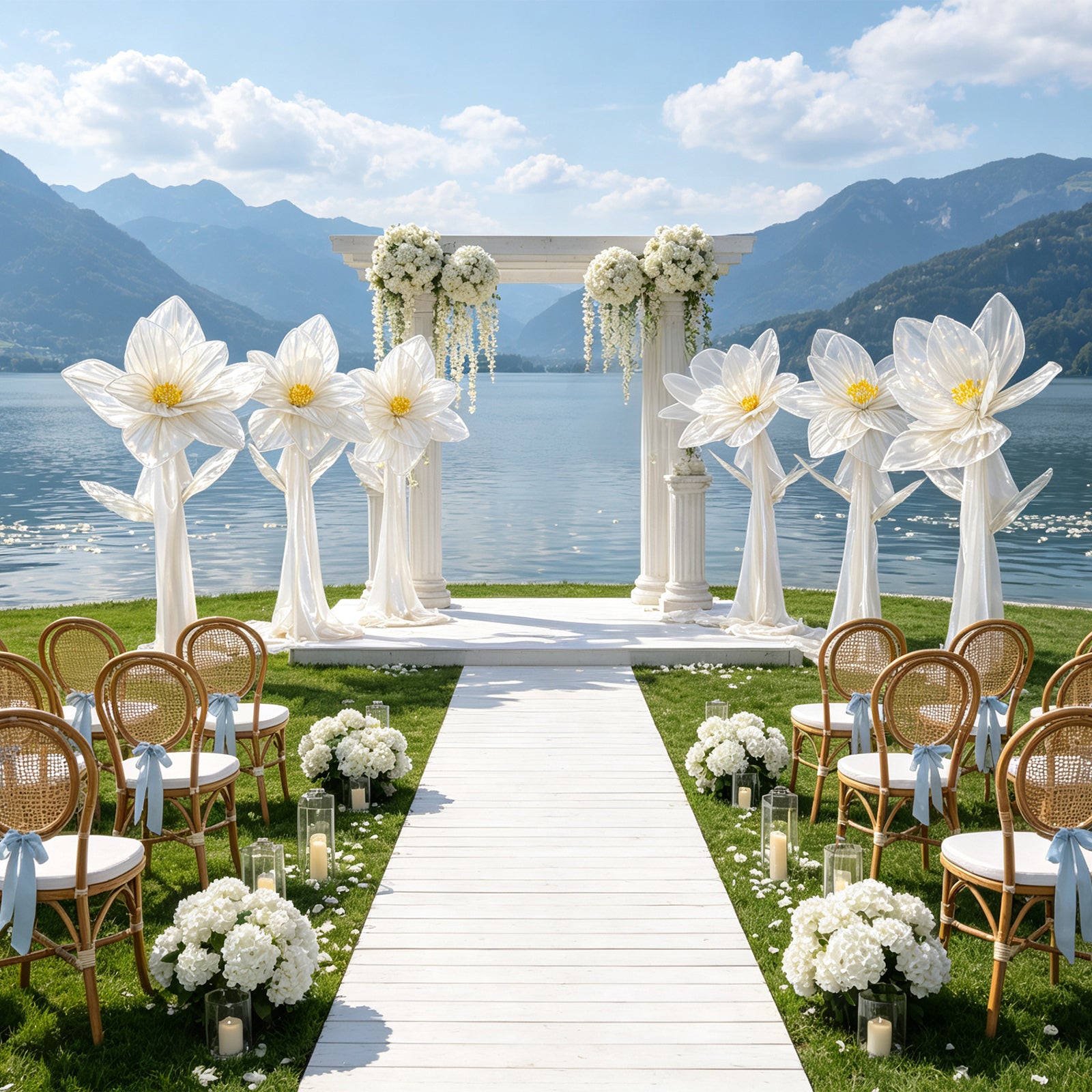 Flowerva Silk Bloom Standing White Luminous Floral Decor