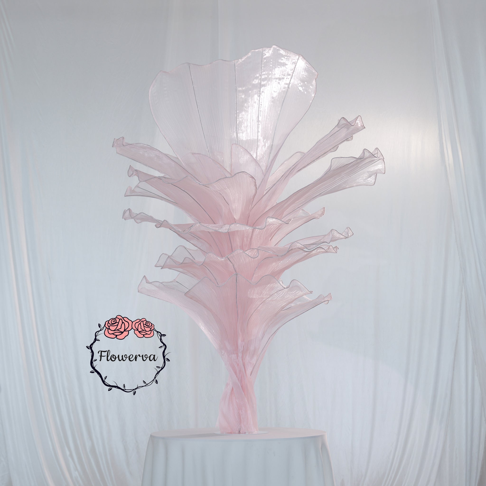 Flowerva Light Pink Table Flower Wedding Decoration (With Base)