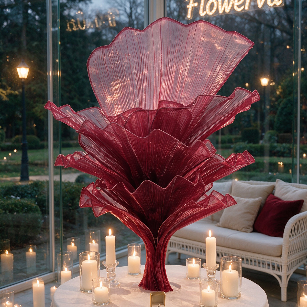 Flowerva Table Flower Wedding Decoration Wine red 100cm