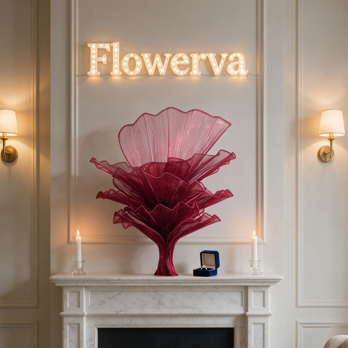 Flowerva Table Flower Wedding Decoration Wine red 100cm