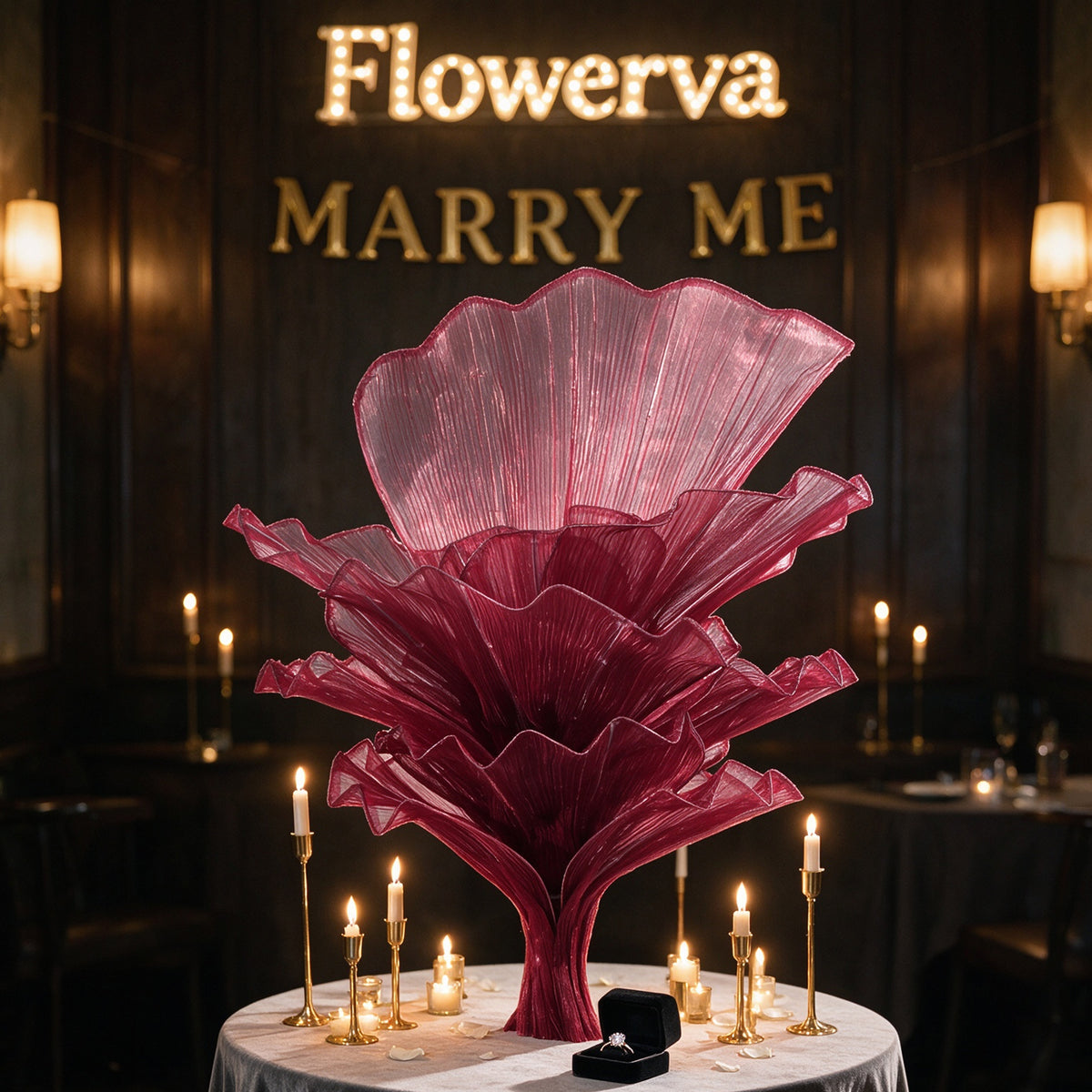 Flowerva Table Flower Wedding Decoration Wine red 100cm