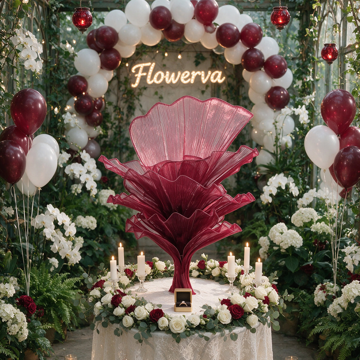 Flowerva Table Flower Wedding Decoration Wine red 100cm